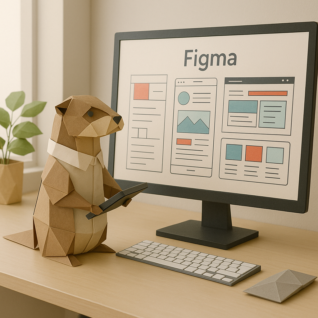 Loutre qui travaille sur une maquette Figma Otterly Web